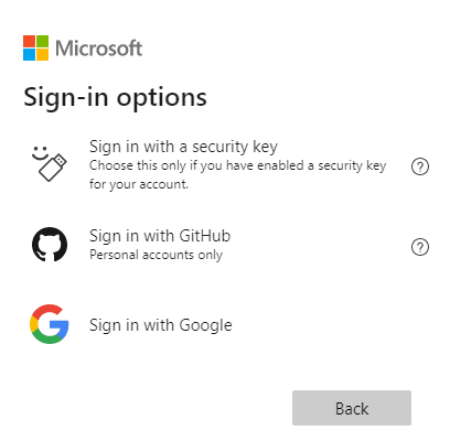 Sign-in options that show the ability to Sign in with Google, amongst other options.